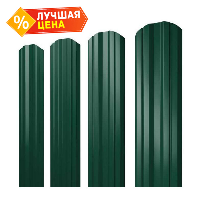 Штакетник Twin фигурный Grand Line 0,5 Satin RAL6005 Зеленый Мох